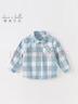 戴維貝拉（DAVE＆BELLA）男童襯衣長(cháng)袖兒童上衣小童格子襯衫男寶寶衣服春季新款童裝 藍色【現貨】 90 cm（建議身高80-90cm） 曬單實(shí)拍圖