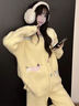 另塵奶黃色臘腸狗睡衣女款半邊絨加厚2025新款秋冬季珊瑚絨保暖家居服 A072 小狗 M 曬單實(shí)拍圖