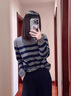 皮爾卡丹（pierre cardin）2025秋冬裝條紋百搭針織長(cháng)袖打底衫內搭女圓領(lǐng)套頭毛衣短款寬松女 灰色原版 2XL 曬單實(shí)拍圖