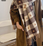 目丸秋冬季圍巾女士雙面愛(ài)心格子圍巾韓國流蘇保暖大披肩百搭圍脖 卡其色條紋格子愛(ài)心長(cháng)須圍巾 曬單實(shí)拍圖