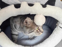 京悠雨貓窩狗窩冬季保暖可拆洗貓房子半封閉式安全貓咪四季通用貓咪寵物 豪華全包圍灰色加厚龍貓一窩兩 S-小號7斤內貓咪保暖現貨速發(fā) 曬單實(shí)拍圖