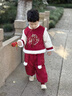 班喜迪兒童漢服套裝冬裝新款女寶寶周歲禮服男童秋冬季國風(fēng)唐裝拜年衣服 紅色 100 曬單實(shí)拍圖
