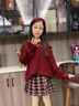McTicco女童套裝2025秋冬新款兒童衣服紅色毛衣巨好看中大童冬裝絲絨裙子 19741紅色+6157黑色 140 cm 曬單實(shí)拍圖