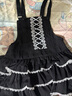 TO ALICE【To Alice】熊之原創(chuàng  )lolita古早昭和蛋糕三層裙擺背帶裙襯衫套裝 C8637黑色背帶裙 S 曬單實(shí)拍圖