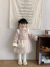 班喜迪女童連衣裙漢服冬裝寶寶周歲禮服裙子兒童國風(fēng)公主裙拜年服 粉色 90 曬單實(shí)拍圖