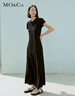 MO&Co.連衣裙夏假兩件圓領(lǐng)側開(kāi)叉寬松微收腰棉質(zhì)長(cháng)裙黑色灰色摩安珂 黑色 L 曬單實(shí)拍圖