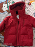 鴨鴨（YAYA）王一博同款1號紅色羽絨服男女短款2025新款休閑簡(jiǎn)約連帽保暖外套 中國紅色 L 175 （推薦120-140斤） 曬單實(shí)拍圖