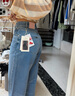 Lee商場(chǎng)同款美顏牛仔428懶懶褲舒適高腰直腳中淺藍色女牛仔褲潮 中淺藍 25 曬單實(shí)拍圖