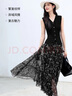 伊芙麗（eifini）蔣欣代言輕薄飄逸腰部牛筋黑色腰果花長(cháng)蛋糕裙傘裙女2025新款 雪晶黑 M 曬單實(shí)拍圖