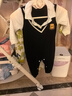 2套 0-36月嬰兒衣服秋天秋季純棉寶寶連體衣春秋男女哈衣外出秋裝 長(cháng)袖（領(lǐng)結學(xué)院風(fēng)+紳士條紋熊） 73cm 曬單實(shí)拍圖