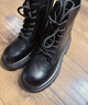 熱風(fēng)（Hotwind）黑色馬丁靴女2025年冬季新款厚底增高短靴氣質(zhì)百搭工裝靴女鞋子 01黑色 37 曬單實(shí)拍圖