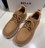 百麗（Belle）男鞋高幫休閑工裝鞋2025冬季新商場(chǎng)同款真皮板鞋加絨8WK01DD5 黃色-單里 41 (255mm) 曬單實(shí)拍圖