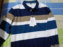 袋鼠（DAISHU）中年純棉長(cháng)袖T恤男春秋翻領(lǐng)Polo衫條紋體恤針織打底衫上衣爸爸裝 AJ2098蘭色 XL 推薦140-160斤 曬單實(shí)拍圖