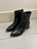 ZHR短靴女秋冬粗高跟金屬尖頭時(shí)尚顯瘦瘦靴氣質(zhì)加絨女靴MQ01A黑色37 曬單實(shí)拍圖