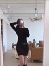 蔻伊婭（Kouyiya）品牌女裝新品針織連衣裙女秋冬季2025冬季打底修身包臀毛衣裙子女 黑色 S 曬單實(shí)拍圖