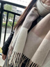 真享100%羊毛圍巾女冬季格子外搭護肩兩用披肩W805 駝米格 170*50cm 曬單實(shí)拍圖