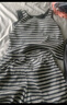 松山棉店小薄荷條紋女士帶杯背心短褲套裝簡(jiǎn)約透氣休閑睡衣兩件套黑灰條L 曬單實(shí)拍圖