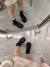 霍蜻松糕厚底小皮鞋女2025秋冬季加絨增高百搭系帶JK單鞋休閑樂(lè )福鞋女 黑色【啞光】 37 (235mm) 曬單實(shí)拍圖