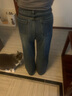 黛姿茹軟牛仔褲女秋冬季2025新款高腰闊腿褲女士寬松九分窄版加絨直筒褲 藍色/長(cháng)褲【加絨款】 L (28) 【推薦105-115斤】 曬單實(shí)拍圖