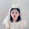 栢啟歆女寶生日頭飾閃亮高級感兒童頭紗發(fā)箍可愛(ài)皇冠發(fā)卡女孩披紗發(fā)飾品 杏白色頭紗亮片發(fā)箍 曬單實(shí)拍圖