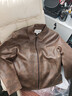 與狼共舞【鵝絨】翻領(lǐng)羽絨夾克男2025秋冬新款仿麂皮機車(chē)保暖青年外套1032 深棕色305 L (175) 曬單實(shí)拍圖