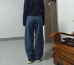 優(yōu)衣庫女裝男裝寬松廓形牛仔褲/彎刀鐮刀褲子25秋冬新款479000 67 海藍色 24 /155/62A 曬單實(shí)拍圖