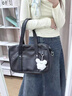 妙奕嘉日系女包包斜挎包單肩包jk包三八節禮物女士通勤包手提包旅行李包 日系單肩包【送斜挎帶+毛球掛件】黑色 曬單實(shí)拍圖