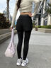 徽格兒（phigeer）高彈力馬拉松跑步運動(dòng)長(cháng)褲女四季通用后口袋假兩件瑜伽壓縮緊身褲 黑色長(cháng)褲 M 曬單實(shí)拍圖