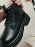 啄木鳥(niǎo)真皮厚底馬丁靴女2026秋冬新款軟底英倫風(fēng)低幫炸街短靴 黑色【單里】 37 曬單實(shí)拍圖