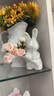 SMVP創(chuàng  )意藝術(shù)手捧兔花瓶感插花瓶擺件客廳插花桌面裝飾品喬遷禮物 捧花兔子帶花【炫彩白】 曬單實(shí)拍圖
