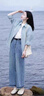 鹿依檸休閑褲女裝套裝2025春夏新款時(shí)尚百搭海鹽系藍色防曬襯衫牛仔褲子 藍色襯衫+內搭+牛仔褲 XL 曬單實(shí)拍圖