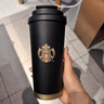 星巴克（Starbucks）杯子節日禮物不銹鋼保溫杯情侶對杯禮盒咖啡杯辦公戶(hù)外水杯伴手禮 黑金女神+掛件+袋子 曬單實(shí)拍圖
