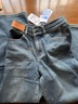 婭麗達加絨直筒牛仔褲女顯瘦大碼女褲寬松窄版闊腿褲2024冬季褲子 懷舊藍（B1） 27 曬單實(shí)拍圖