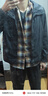 馬登工裝搖粒絨格紋襯衫外套男美式復古格子加絨保暖男士長(cháng)袖襯衣秋冬 藍棕色 【袖子不加絨】 L 曬單實(shí)拍圖