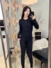 莫代爾保暖內衣女士套裝秋冬季新款加絨防寒保暖秋衣秋褲冬季內穿打底衫 卡其色-1套裝【羊絨蠶絲+蓄熱保暖】 S 80-95斤 曬單實(shí)拍圖