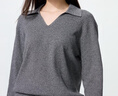 優(yōu)衣庫【狂歡價(jià)】女裝可機洗羅紋半開(kāi)領(lǐng)針織衫/毛衣480414 08 深灰色 M 曬單實(shí)拍圖