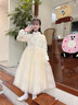 G.duck兒童禮服公主裙秋冬加厚女童生日花童婚禮主持人小女孩鋼琴演出服 9150香檳色加絨【單裙子-不含配 140 身高130-135cm年齡9-10歲 曬單實(shí)拍圖