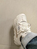 啄木鳥(niǎo)老爹鞋女2025秋冬季新款運動(dòng)鞋不累腳跑步女鞋加絨休閑鞋子女棉鞋 米色-皮面款 TT7829 37 曬單實(shí)拍圖