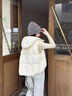 連帽立領(lǐng)馬甲女短款冬新款加厚背心流行坎肩顯瘦時(shí)尚百搭寬松外套 米白色 L 85-110斤 曬單實(shí)拍圖