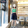 增致牛仔（zengzhi）女裝直筒寬松闊腿中褲時(shí)尚舒適潮流高腰新品女士牛仔五分褲短褲 深藍色 XL 曬單實(shí)拍圖