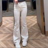 MISS SIXTY2025秋季新款白色抓毛牛仔褲女修身高腰顯瘦微喇叭長(cháng)褲 白色短版 25 曬單實(shí)拍圖