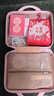 葉余恒嵐14寸手提行李箱馬卡龍復古化妝箱化妝品收納箱迷你旅行箱 蝴蝶結 粉色 14寸 加厚材質(zhì)+無(wú)鎖 曬單實(shí)拍圖