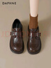 達芙妮厚底樂(lè )福鞋女2026新款春秋季復古軟底通勤單鞋英倫黑色皮扣小皮鞋 曬單實(shí)拍圖