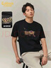 卡賓【金標刺繡】涼感印花短袖T恤男裝25夏新潮流圓領(lǐng)上衣 煤黑色01 曬單實(shí)拍圖