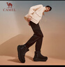駱駝（CAMEL）高幫加絨休閑男鞋厚底耐磨雪地靴子 X14C09L7647 黑色/沙暴灰 38 曬單實(shí)拍圖
