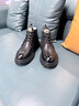 七匹狼男鞋冬季頭層牛皮薄絨男靴工裝馬丁靴D86423435747 黑色加絨 43 曬單實(shí)拍圖