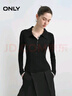 ONLY 2025夏季簡(jiǎn)約撞色門(mén)襟拼接袖口正肩針織衫女|125324028 曬單實(shí)拍圖