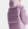 安踏兒童羽絨服女童裝25年冬季保暖加厚連帽防風(fēng)短款羽絨外套面包服 山霧紫6902-4 絨子含量80% 150 充絨量125g 曬單實(shí)拍圖