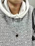 百年足銀999黑寶石吊墜男士銀項鏈帥氣時(shí)尚項墜首飾掛件 黑寶石純銀吊墜【配盒仔鏈50cm】 曬單實(shí)拍圖