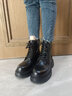 足行健馬丁靴女2025冬季新款頭層牛皮英倫風(fēng)中筒粗跟短靴 經(jīng)典黑 37 (235mm) 曬單實(shí)拍圖